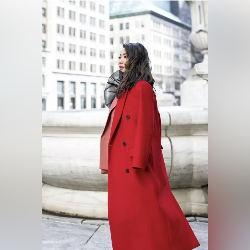 ‘Avec Les Filles’ Zara red Italian wool double breasted coat size M - Picture 3 of 11